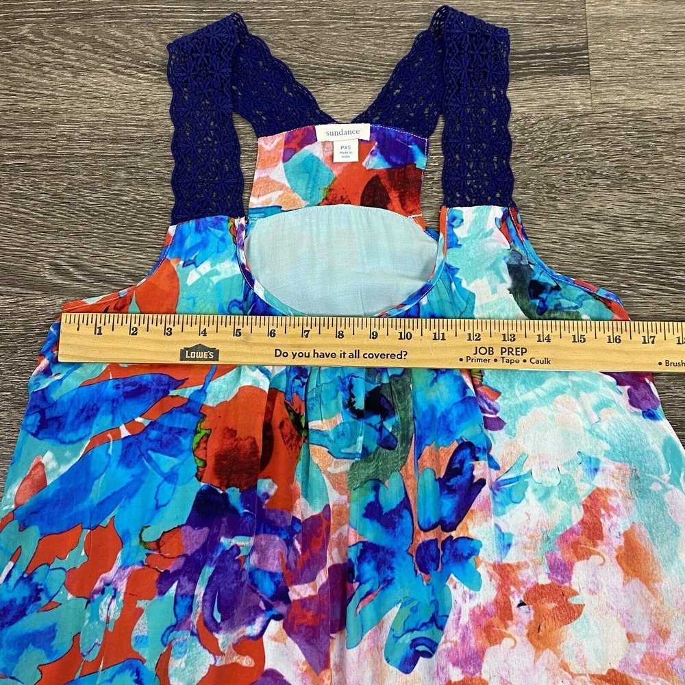 Sundance Maxi Dress Womens Size PXS Blue Floral Tropical Beachy Racerback Pocket - Picture 8 of 9